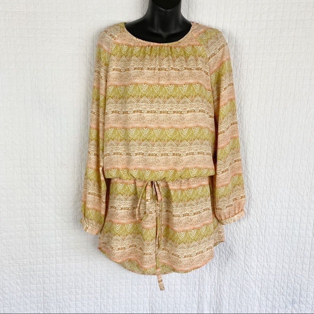 BOHO Muted Aztec Print Mini Dress NWT Med forever 21